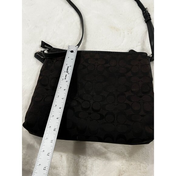 Coach Signature Crossbody Shoulder Bag Dark Brown/Black - Picture 10 of 13